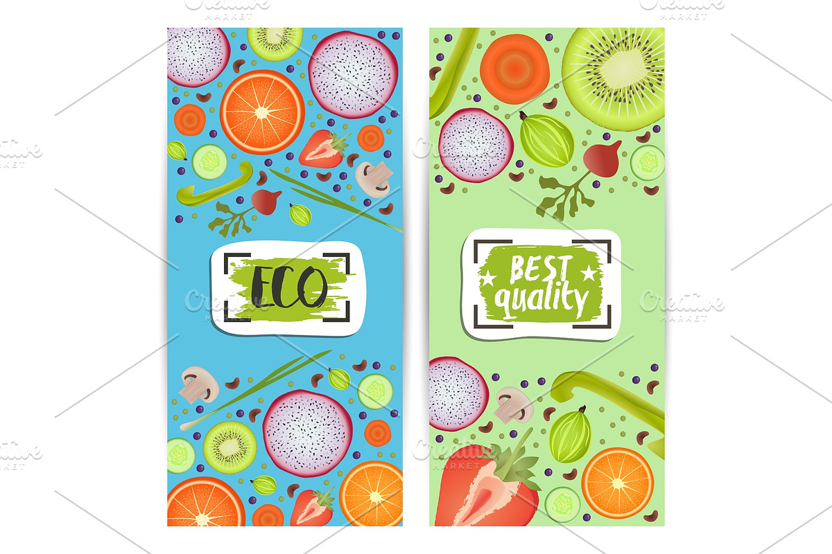 Organic food vertical flyers set in Illustrations - product preview 8