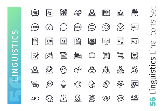 Linguistics Line Icons Set in Communication Icons - product preview 1