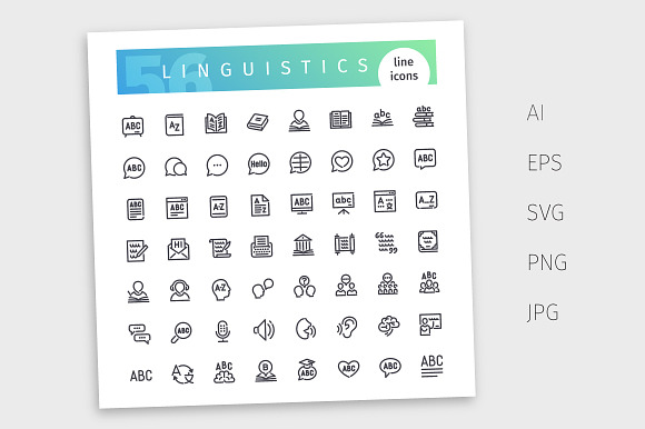 Linguistics Line Icons Set in Communication Icons - product preview 3