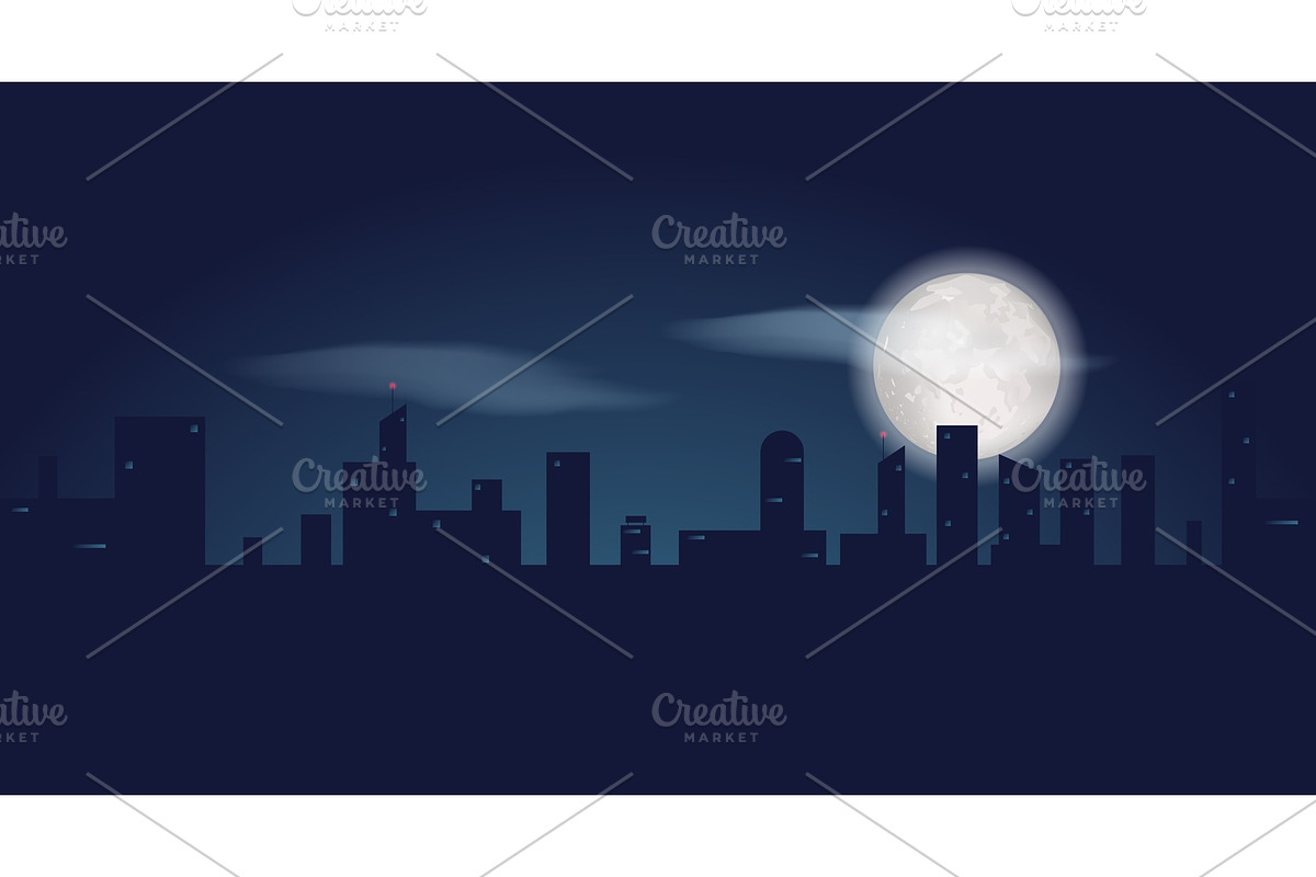 Silhouette of dark city buildings.  in Illustrations - product preview 8