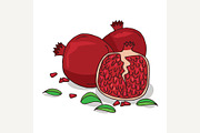 Isolate ripe pomegranate fruit