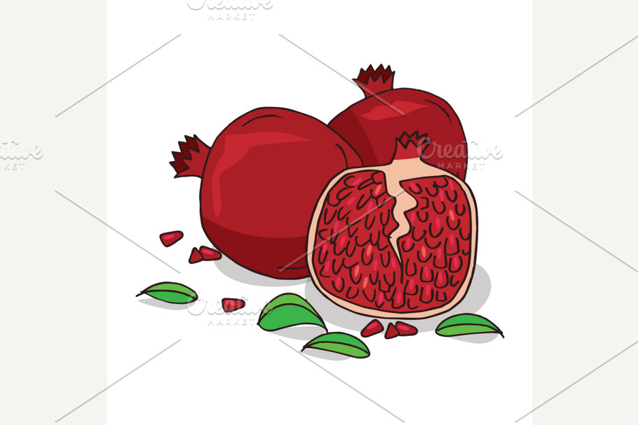 Isolate ripe pomegranate fruit in Illustrations - product preview 8
