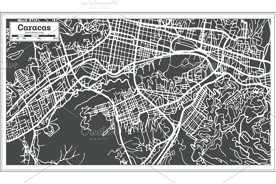 Caracas Venezuela City Map in Retro in Illustrations - product preview 8