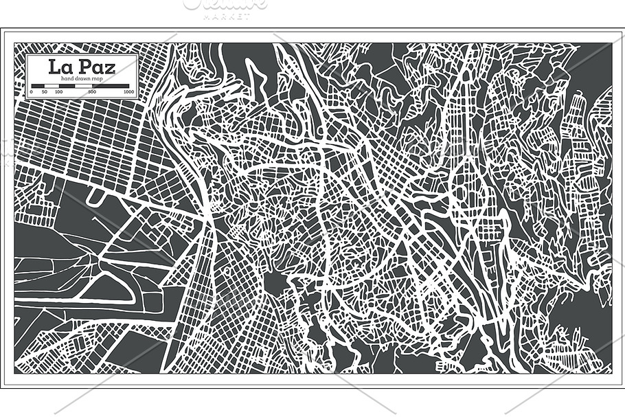 La Paz Bolivia City Map in Retro in Illustrations - product preview 8