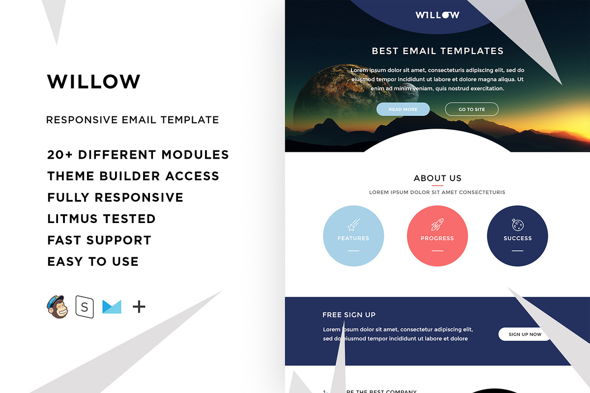 Willow – Responsive Email template in Mailchimp Templates - product preview 8