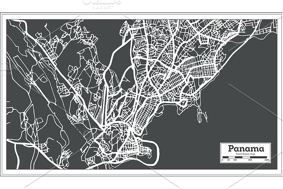 Panama City Map in Retro Style. in Illustrations - product preview 8