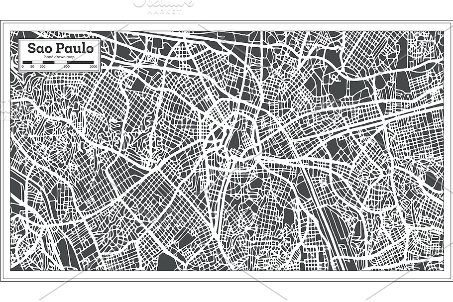 Sao Paulo Brazil City Map in Retro in Illustrations - product preview 8