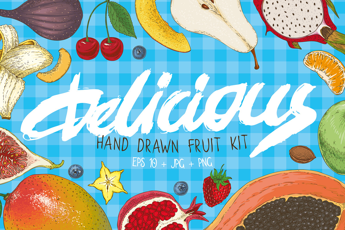 Delicious Hand Drawn Fruit Kit in Illustrations - product preview 8