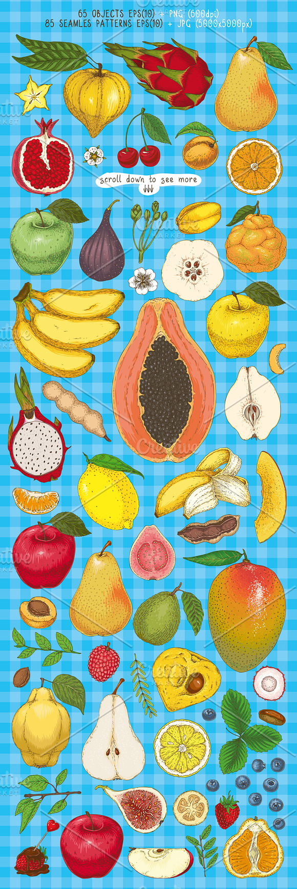 Delicious Hand Drawn Fruit Kit in Illustrations - product preview 1