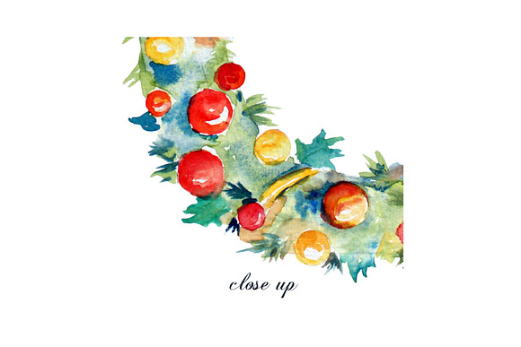 Watercolor Christmas Wreaths in Illustrations - product preview 2
