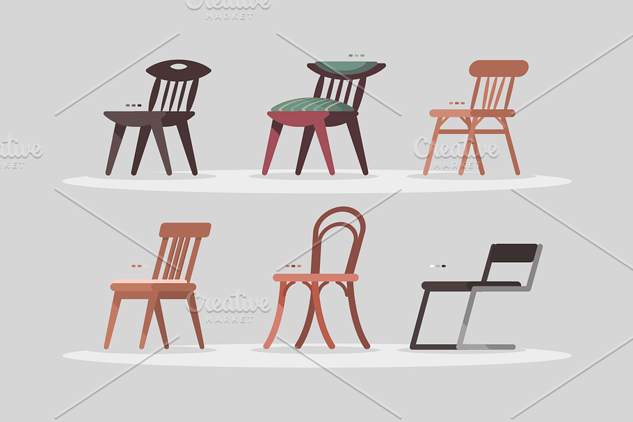 Set of chairs for home and office  in Illustrations - product preview 8