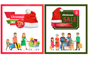 Pair of Christmas Sale Cards Vector Illustration