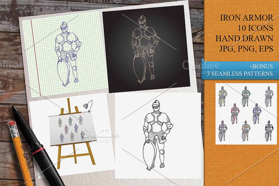 Medieval knight armor in Illustrations - product preview 8