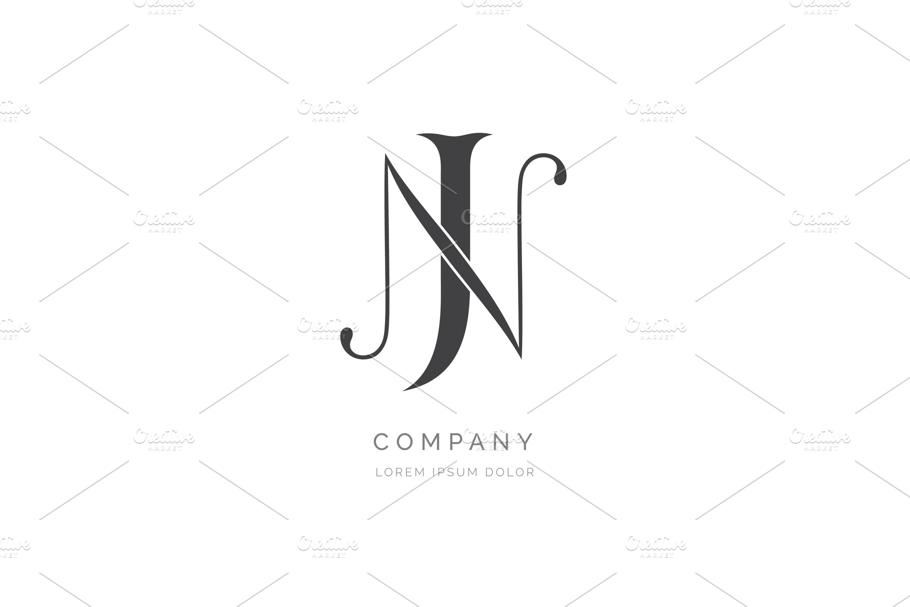 JN or NJ Monogram Logo Design Logo Templates Creative Market