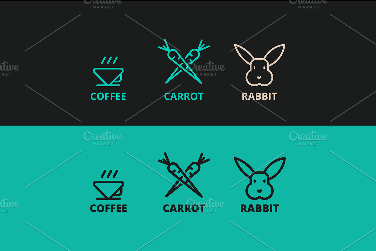 three vector logos of rabbit, carrot in Illustrations - product preview 8