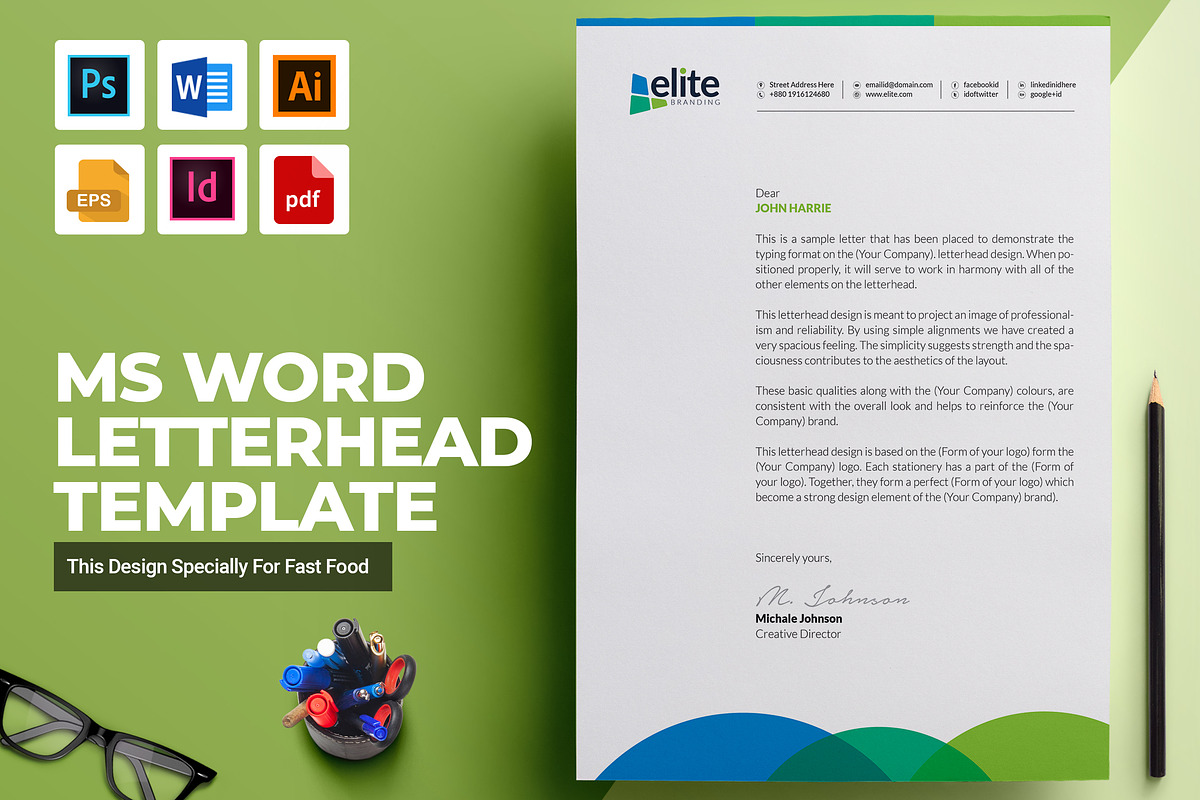 MS Word Letterhead Template in Stationery Templates - product preview 8