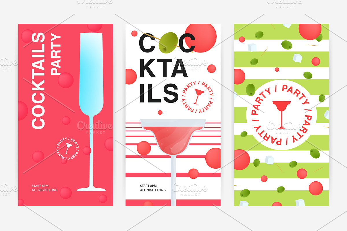 Set with cocktail party flyer in Objects - product preview 8