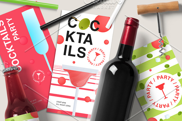 Set with cocktail party flyer in Objects - product preview 1