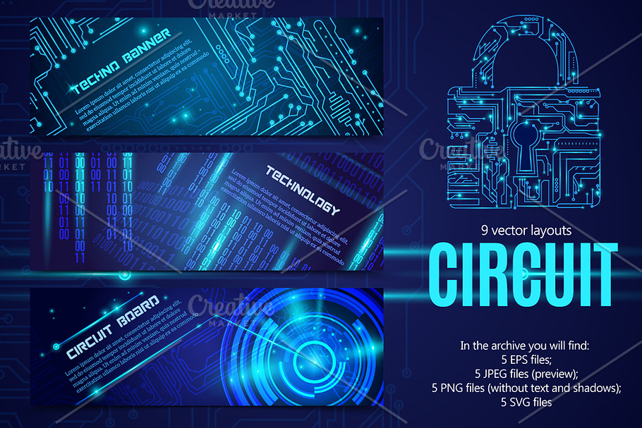 Circuit Vector Set in Illustrations - product preview 8