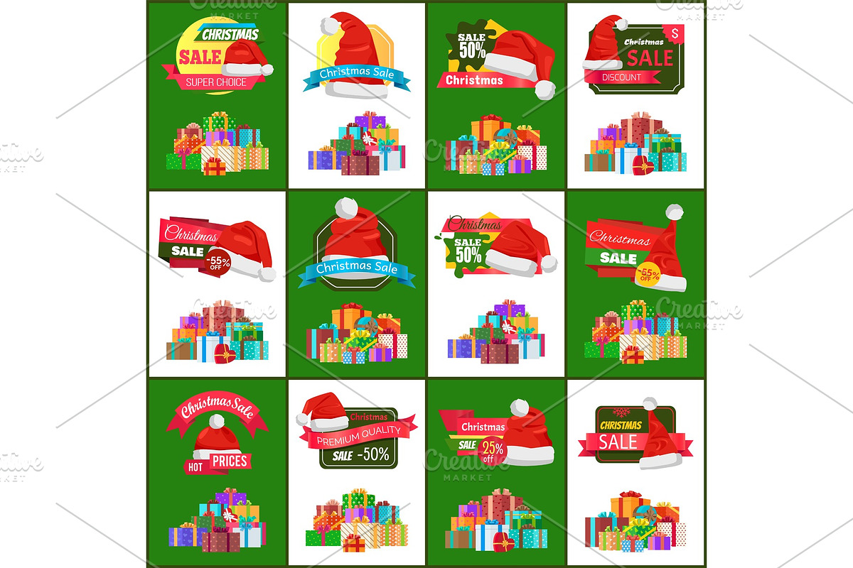 Big Set of Christmas Discounts Vector Illustration in Objects - product preview 8