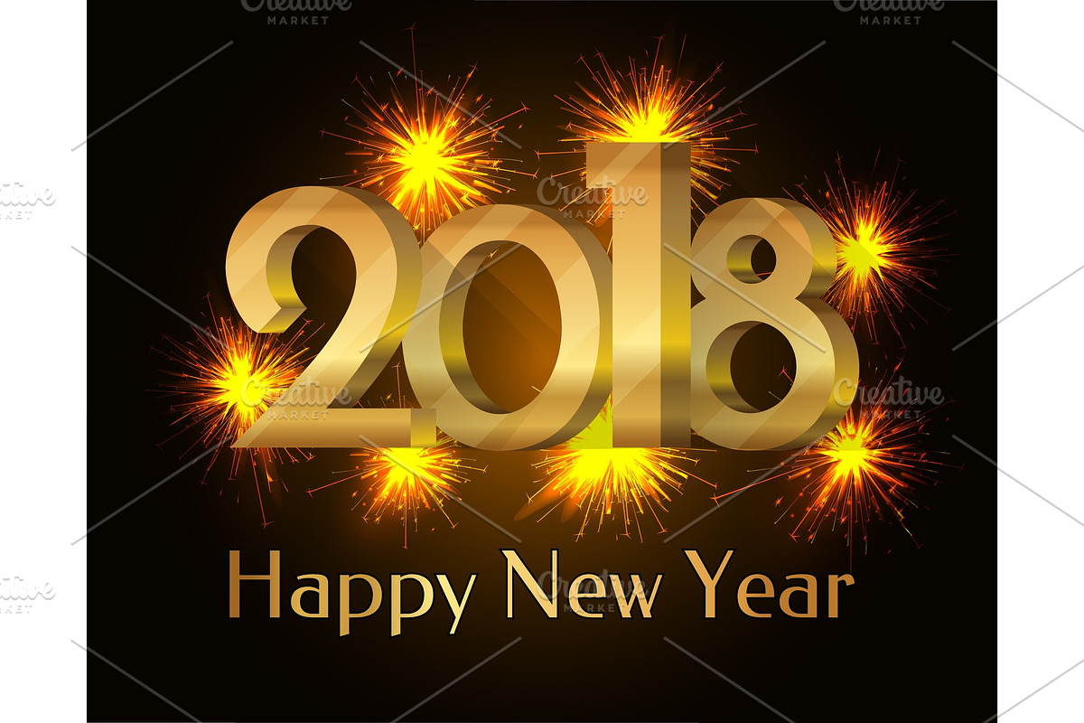 2018 Happy New Year Poster Vector Illustration in Objects - product preview 8