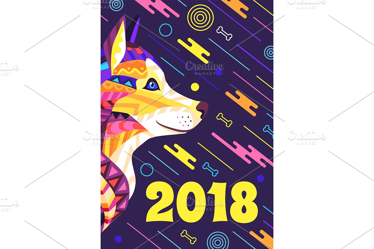 2018 New Year Poster Stylish Vector Illustration in Illustrations - product preview 8