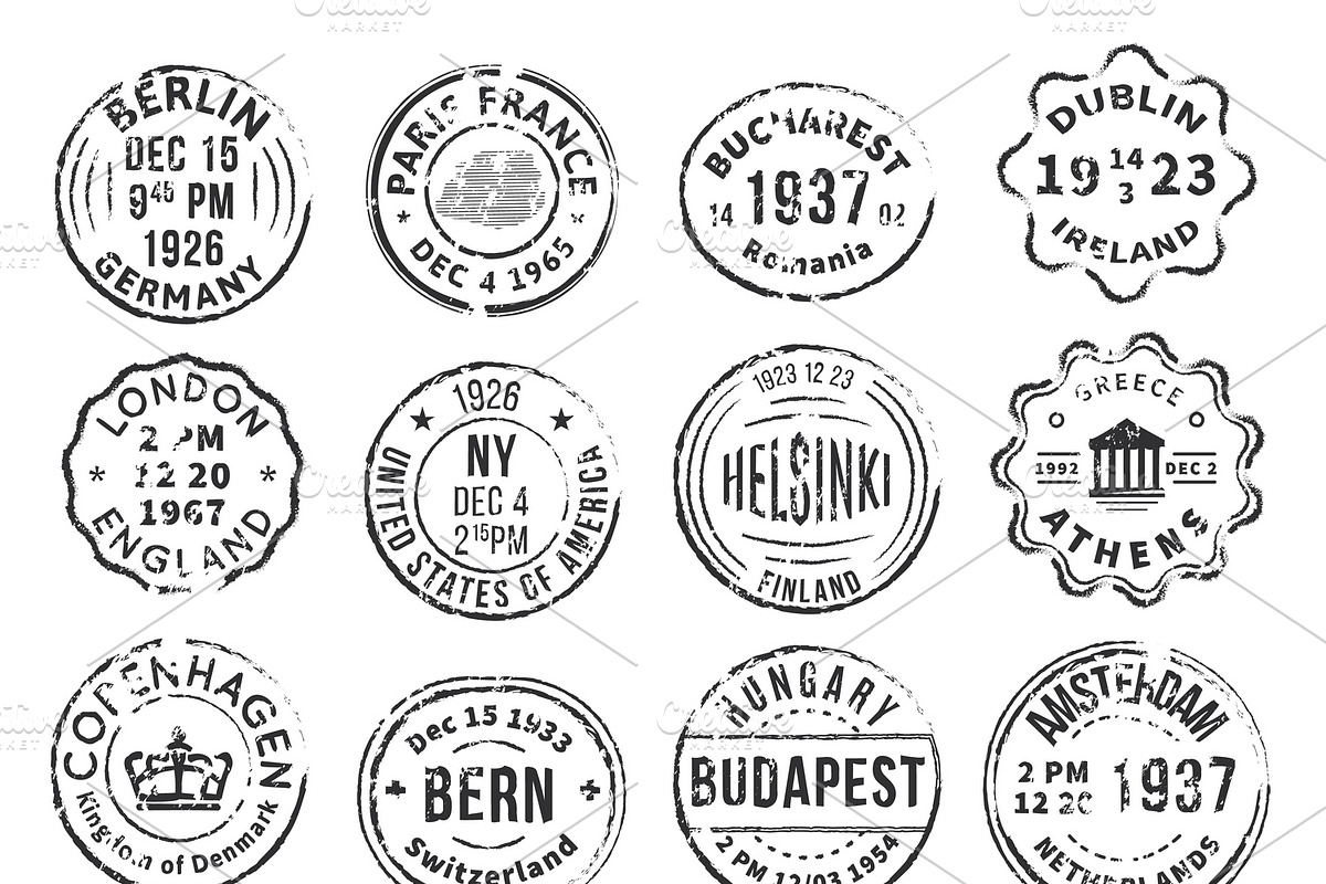 Monochromatic Isolated Postal Stamps in Logo Templates - product preview 8