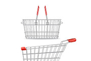 Wheeled Shopping Trolley And Basket 
