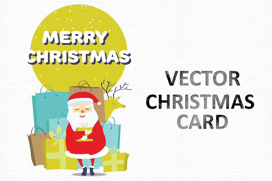 Vector Christmas card with Santa in Illustrations - product preview 8