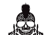 Punk skull with middle finger 