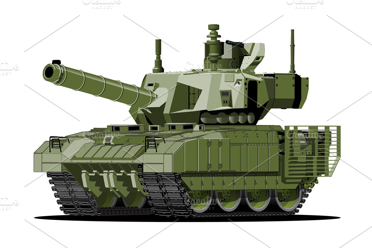 Cartoon modern armored tank in Illustrations - product preview 8