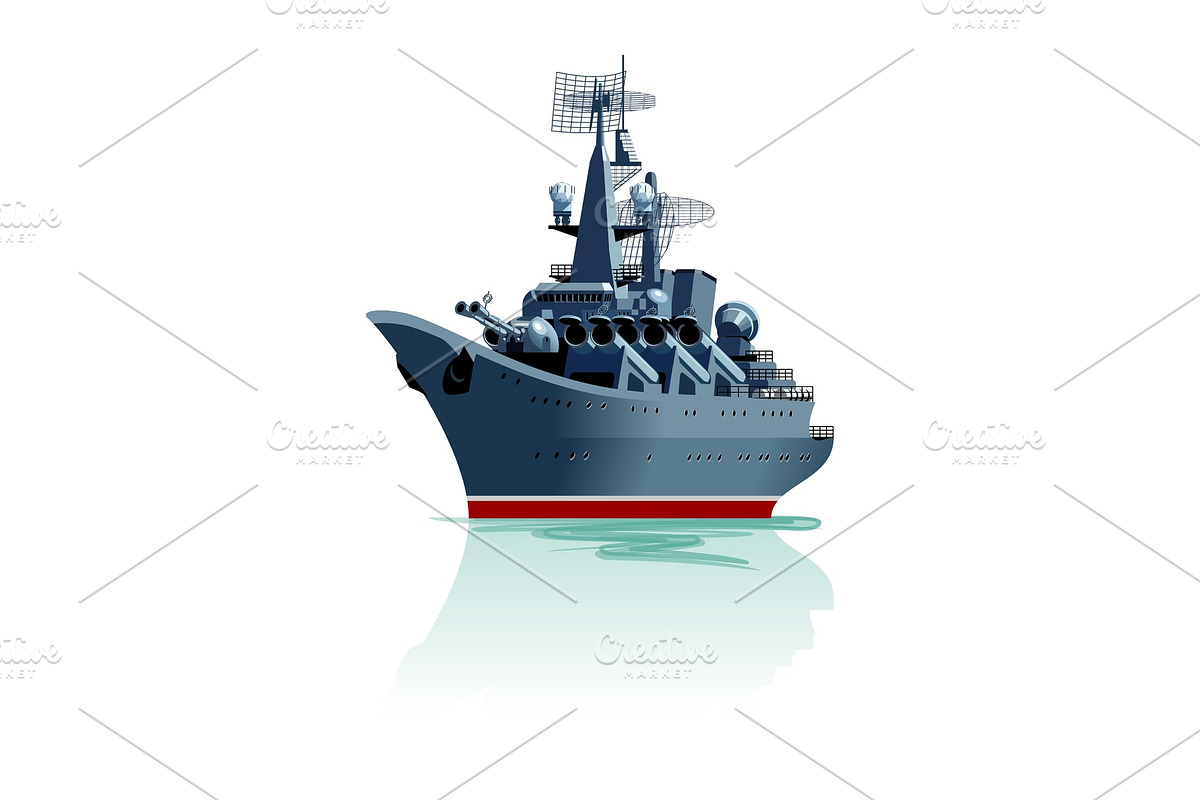 Cartoon battleship. in Illustrations - product preview 8