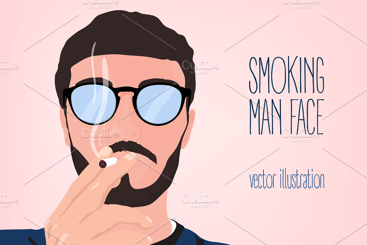 Man smokes a cigarette in Illustrations - product preview 8