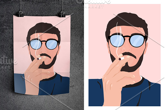 Man smokes a cigarette in Illustrations - product preview 1