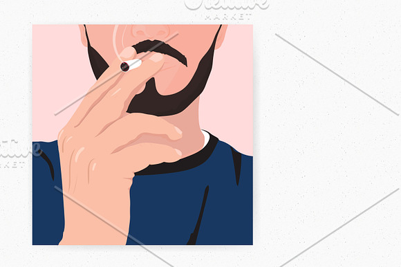Man smokes a cigarette in Illustrations - product preview 2