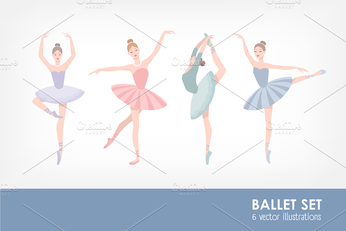 Set of ballet dancer in Illustrations - product preview 8