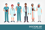 Set of doctors, medical workers
