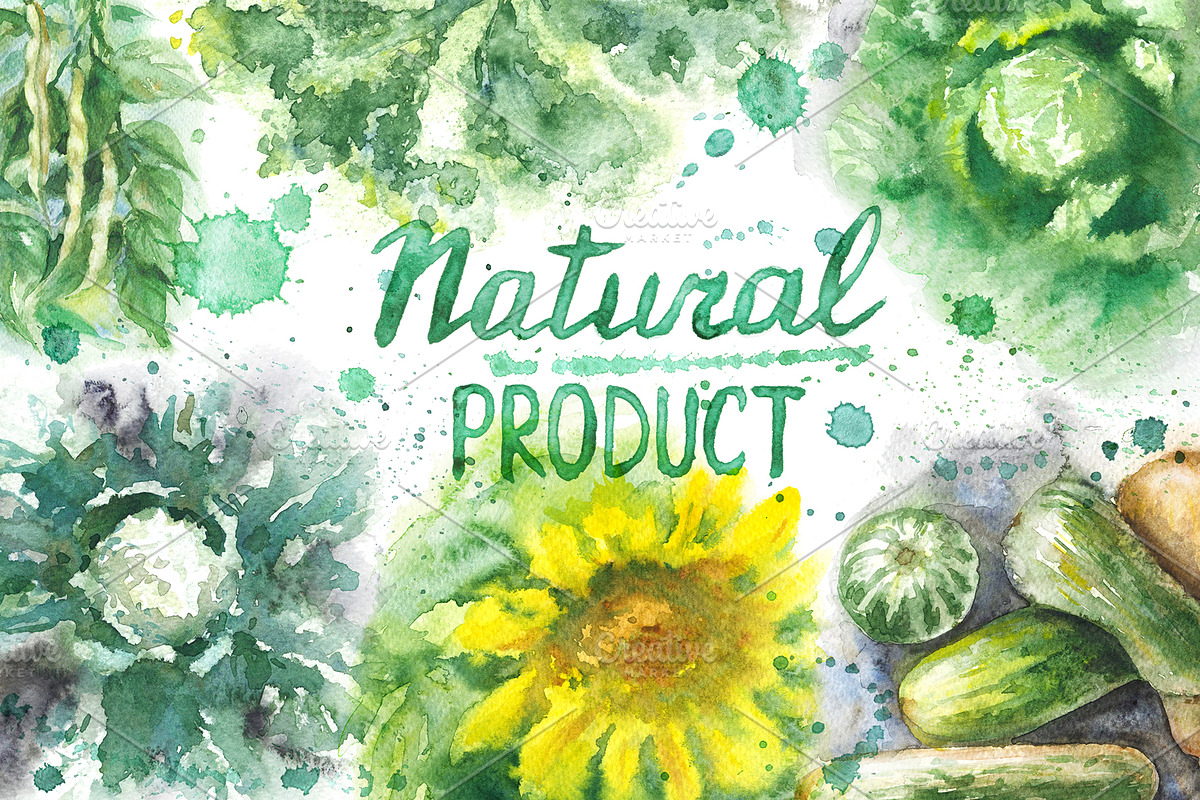 Natural Product Watercolor  in Illustrations - product preview 8