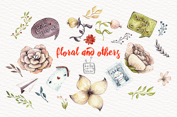 Watercolor post with heart in Illustrations - product preview 3