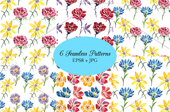 Watercolor flowers set in Illustrations - product preview 4