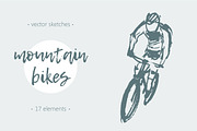 Set of sketches of mountain bikes