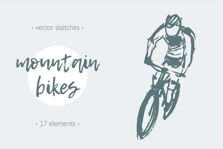 Set of sketches of mountain bikes in Illustrations - product preview 8