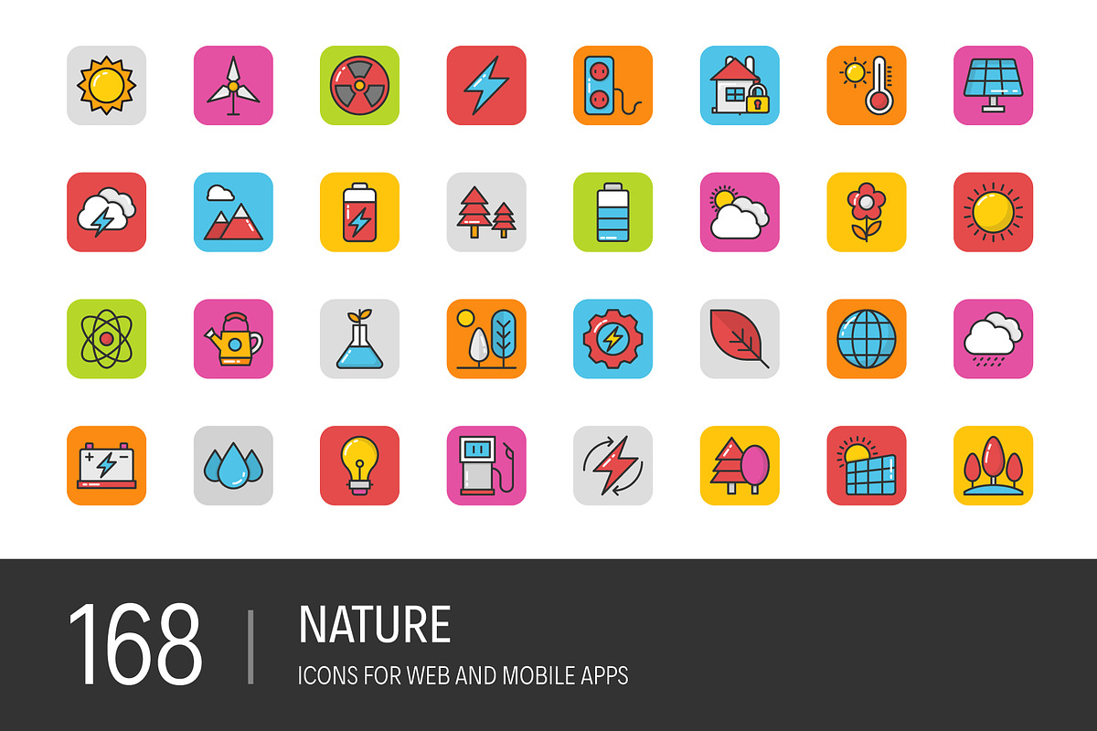 168 Nature Vector Icons in Graphics - product preview 8