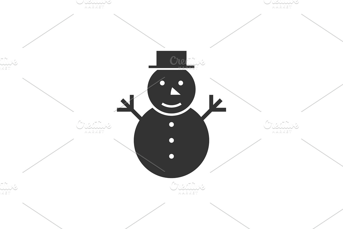 Snowman black icon in Illustrations - product preview 8