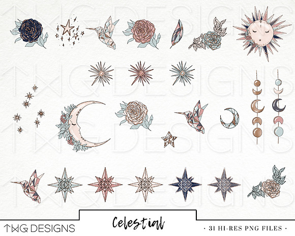 Moon & Stars Fashion Clip Art in Illustrations - product preview 1