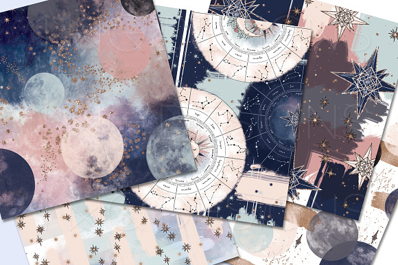 Navy Moon & Stars Digital Papers in Patterns - product preview 1