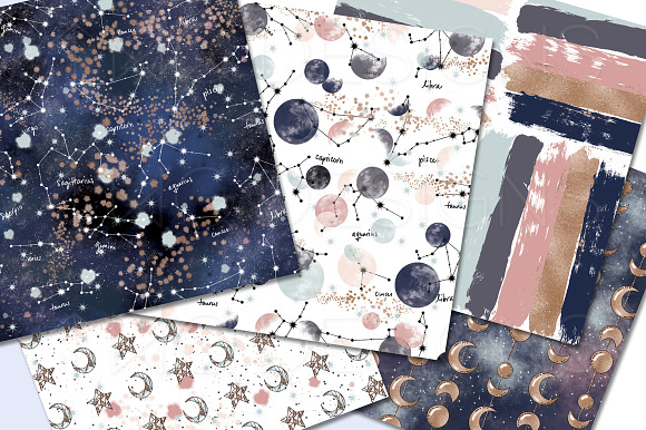 Navy Moon & Stars Digital Papers in Patterns - product preview 2