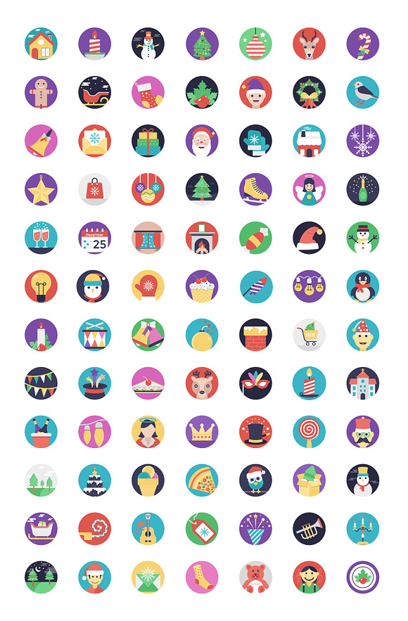 84 Christmas Flat Design Icons in Graphics - product preview 1