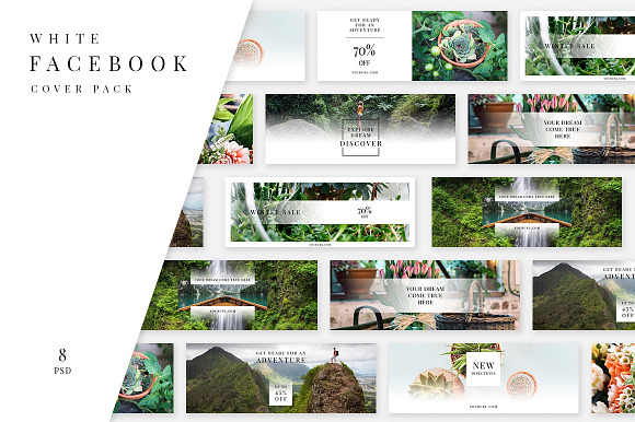 White Facebook Cover Pack in Facebook Templates - product preview 3