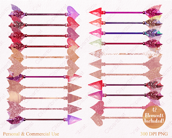 Pink & Rose Gold Arrow Graphics in Illustrations - product preview 2
